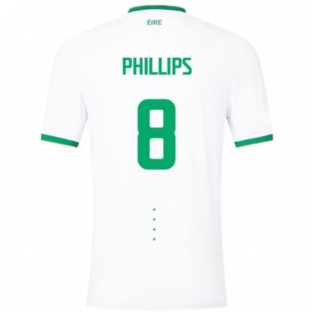 Kandiny Miesten Irlanti Killian Phillips #8 Valkoinen Vieraspaita 24-26 Lyhythihainen Paita T-Paita