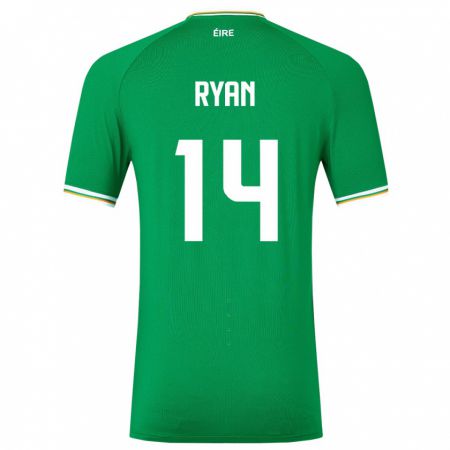 Kandiny Naisten Irlanti John Ryan #14 Vihreä Kotipaita 24-26 Lyhythihainen Paita T-Paita