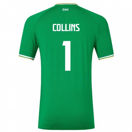 Kandiny Naisten Irlanti Joe Collins #1 Vihreä Kotipaita 24-26 Lyhythihainen Paita T-Paita