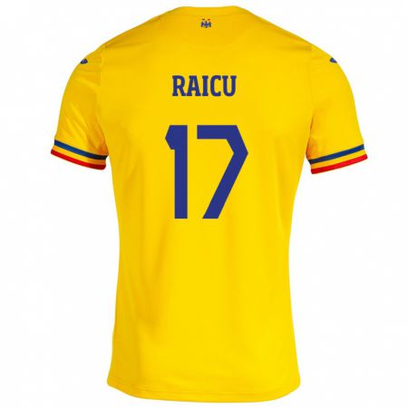 Kandiny Naisten Romania Alin Raicu #17 Keltainen Kotipaita 24-26 Lyhythihainen Paita T-Paita