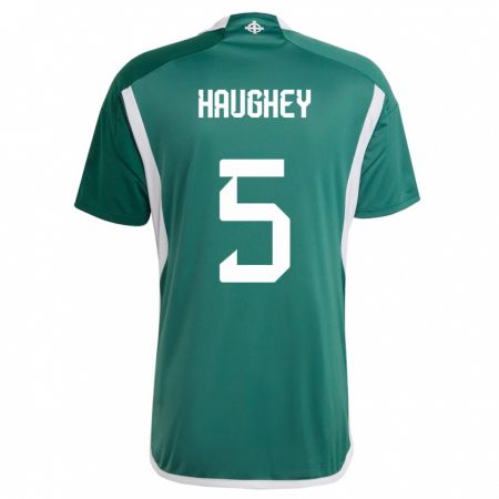 Kandiny Naisten Pohjois-Irlanti Conor Haughey #5 Vihreä Kotipaita 24-26 Lyhythihainen Paita T-Paita