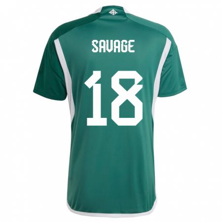 Kandiny Naisten Pohjois-Irlanti Troy Savage #18 Vihreä Kotipaita 24-26 Lyhythihainen Paita T-Paita