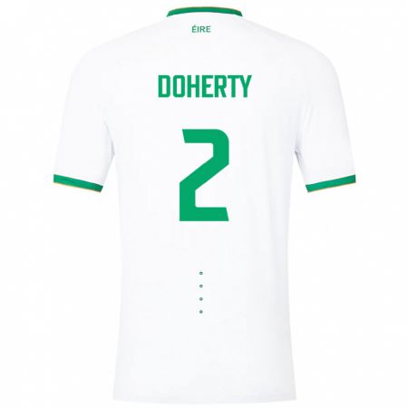 Kandiny Naisten Irlanti Matt Doherty #2 Valkoinen Vieraspaita 24-26 Lyhythihainen Paita T-Paita