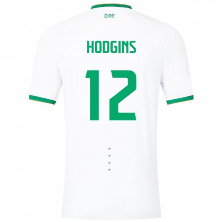 Kandiny Naisten Irlanti Gavin Hodgins #12 Valkoinen Vieraspaita 24-26 Lyhythihainen Paita T-Paita