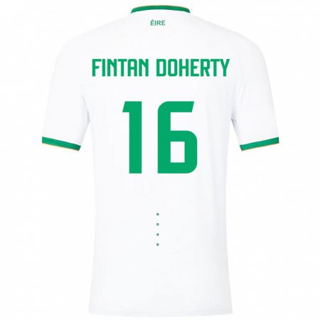 Kandiny Naisten Irlanti Fintan Doherty #16 Valkoinen Vieraspaita 24-26 Lyhythihainen Paita T-Paita