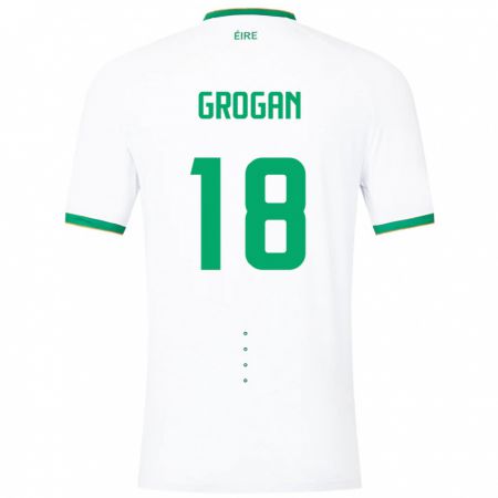 Kandiny Naisten Irlanti Christy Grogan #18 Valkoinen Vieraspaita 24-26 Lyhythihainen Paita T-Paita