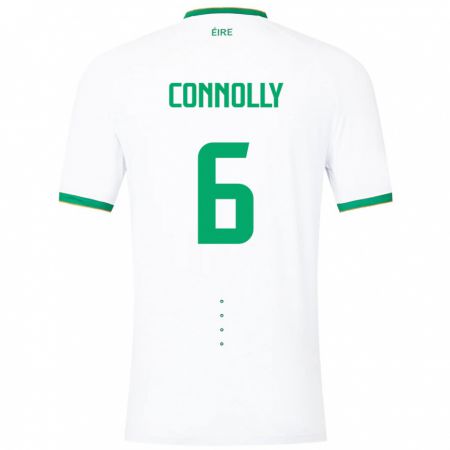 Kandiny Naisten Irlanti Megan Connolly #6 Valkoinen Vieraspaita 24-26 Lyhythihainen Paita T-Paita