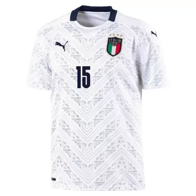 Lapset Italian Jalkapallomaajoukkue Französischesco Acerbi #15 Vieraspaita Valkoinen 2021 Lyhythihainen Paita