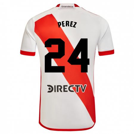 Kandiny Lapset Enzo Pérez #24 Valkoinen Punainen Kotipaita 2023/24 Lyhythihainen Paita T-Paita