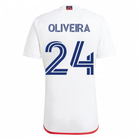 Kandiny Lapset Cristiano Oliveira #24 Valkoinen Punainen Vieraspaita 2023/24 Lyhythihainen Paita T-Paita