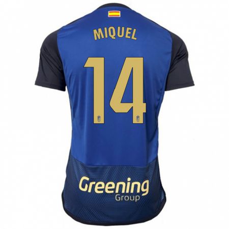 Kandiny Miesten Ignasi Miquel #14 Laivasto Vieraspaita 2023/24 Lyhythihainen Paita T-Paita