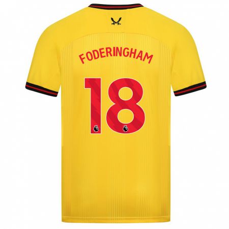 Kandiny Naisten Wes Foderingham #18 Keltainen Vieraspaita 2023/24 Lyhythihainen Paita T-Paita