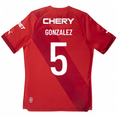 Kandiny Naisten Daniel González #5 Punainen Vieraspaita 2023/24 Lyhythihainen Paita T-Paita