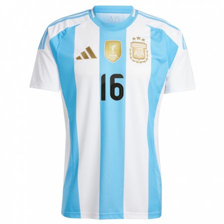 Kandiny Lapset Argentiina Martin Payero #16 Valkoinen Sininen Kotipaita 24-26 Lyhythihainen Paita T-Paita