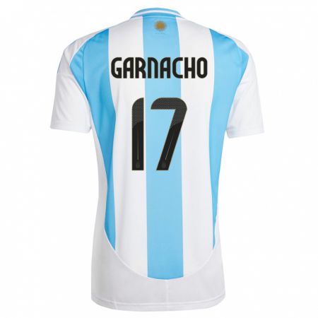 Kandiny Lapset Argentiina Alejandro Garnacho #17 Valkoinen Sininen Kotipaita 24-26 Lyhythihainen Paita T-Paita