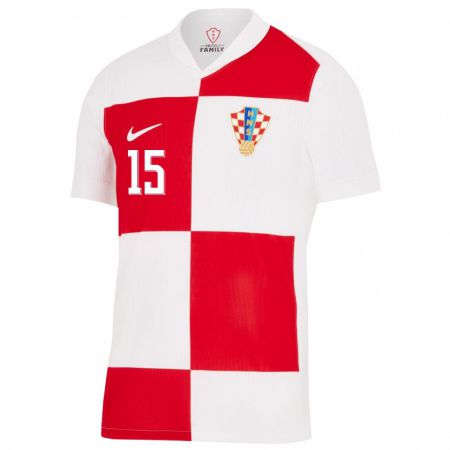 Kandiny Lapset Kroatia Marco Pasalic #15 Valkoinen Punainen Kotipaita 24-26 Lyhythihainen Paita T-Paita