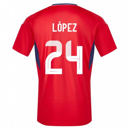 Kandiny Lapset Costa Rica Douglas Lopez #24 Punainen Kotipaita 24-26 Lyhythihainen Paita T-Paita