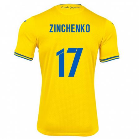 Kandiny Lapset Ukraina Oleksandr Zinchenko #17 Keltainen Kotipaita 24-26 Lyhythihainen Paita T-Paita