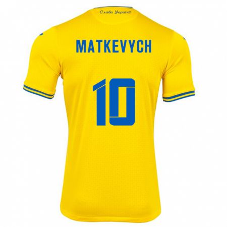 Kandiny Lapset Ukraina Andriy Matkevych #10 Keltainen Kotipaita 24-26 Lyhythihainen Paita T-Paita