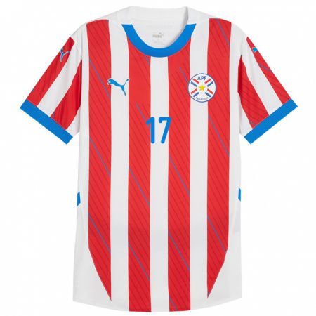 Kandiny Lapset Paraguay Kevin Pereira #17 Valkoinen Punainen Kotipaita 24-26 Lyhythihainen Paita T-Paita