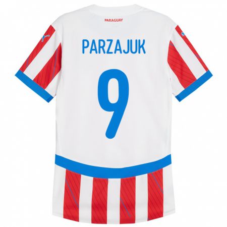 Kandiny Lapset Paraguay Kevin Parzajuk #9 Valkoinen Punainen Kotipaita 24-26 Lyhythihainen Paita T-Paita