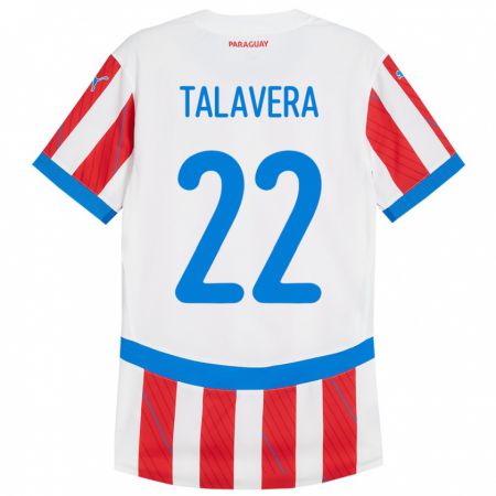 Kandiny Lapset Paraguay Javier Talavera #22 Valkoinen Punainen Kotipaita 24-26 Lyhythihainen Paita T-Paita