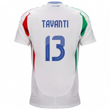 Kandiny Lapset Italia Samuele Tavanti #13 Valkoinen Vieraspaita 24-26 Lyhythihainen Paita T-Paita