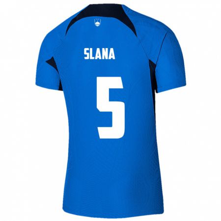 Kandiny Lapset Slovenia Filip Slana #5 Sininen Vieraspaita 24-26 Lyhythihainen Paita T-Paita