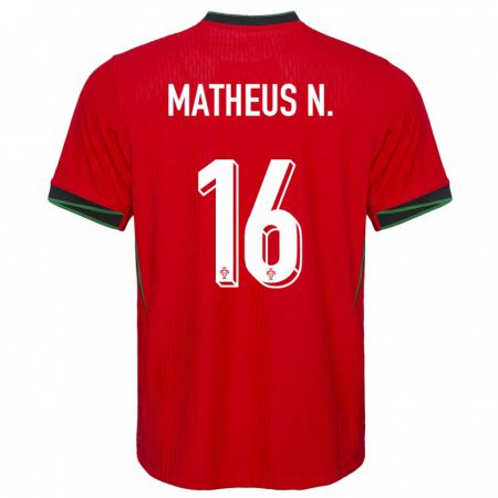 Kandiny Miesten Portugali Matheus Nunes #16 Punainen Kotipaita 24-26 Lyhythihainen Paita T-Paita