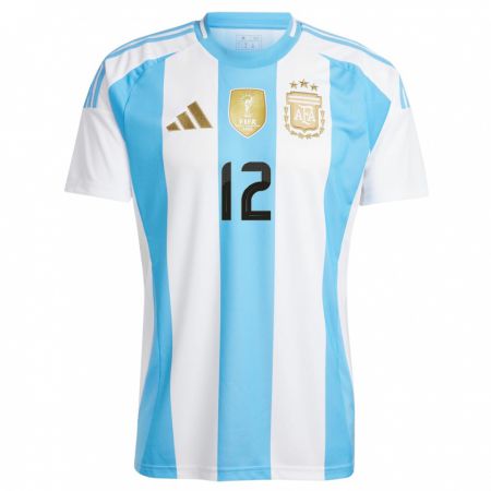 Kandiny Miesten Argentiina Franco Herrera #12 Valkoinen Sininen Kotipaita 24-26 Lyhythihainen Paita T-Paita