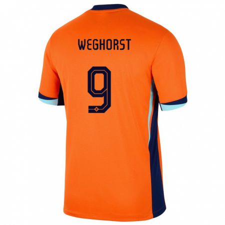 Kandiny Miesten Alankomaat Wout Weghorst #9 Oranssi Kotipaita 24-26 Lyhythihainen Paita T-Paita