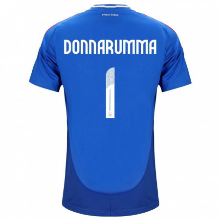 Kandiny Miesten Italia Gianluigi Donnarumma #1 Sininen Kotipaita 24-26 Lyhythihainen Paita T-Paita