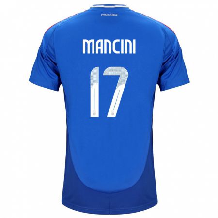 Kandiny Miesten Italia Gianluca Mancini #17 Sininen Kotipaita 24-26 Lyhythihainen Paita T-Paita