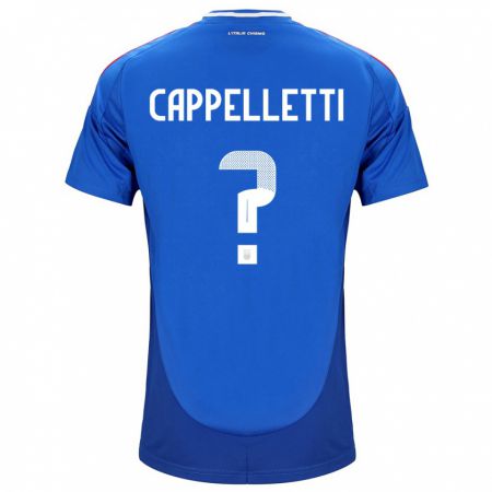 Kandiny Miesten Italia Mattia Cappelletti #0 Sininen Kotipaita 24-26 Lyhythihainen Paita T-Paita