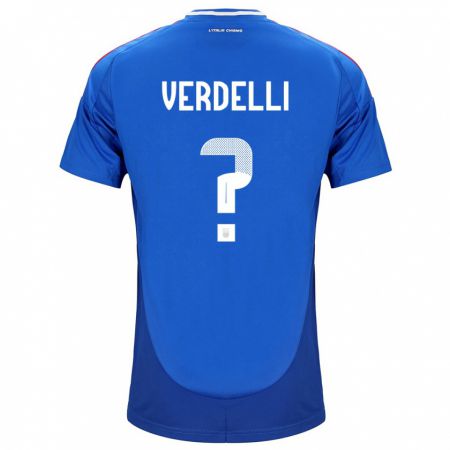 Kandiny Miesten Italia Davide Verdelli #0 Sininen Kotipaita 24-26 Lyhythihainen Paita T-Paita