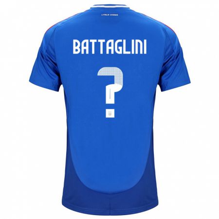 Kandiny Miesten Italia Pietro Battaglini #0 Sininen Kotipaita 24-26 Lyhythihainen Paita T-Paita