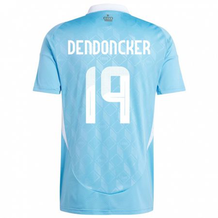 Kandiny Miesten Belgia Leander Dendoncker #19 Sininen Vieraspaita 24-26 Lyhythihainen Paita T-Paita