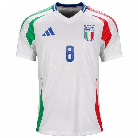 Kandiny Miesten Italia Jorginho #8 Valkoinen Vieraspaita 24-26 Lyhythihainen Paita T-Paita