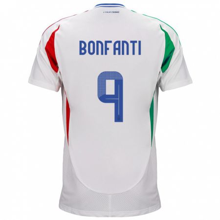 Kandiny Miesten Italia Nicholas Bonfanti #9 Valkoinen Vieraspaita 24-26 Lyhythihainen Paita T-Paita