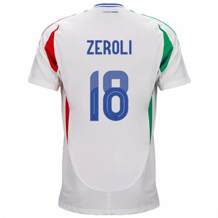Kandiny Miesten Italia Kevin Zeroli #18 Valkoinen Vieraspaita 24-26 Lyhythihainen Paita T-Paita