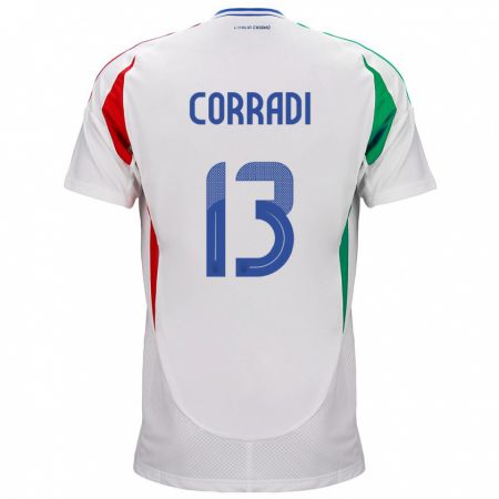 Kandiny Miesten Italia Christian Corradi #13 Valkoinen Vieraspaita 24-26 Lyhythihainen Paita T-Paita