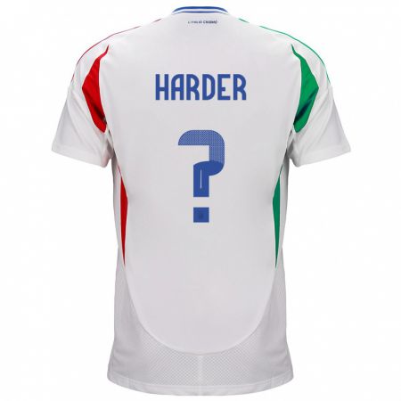 Kandiny Miesten Italia Jonas Harder #0 Valkoinen Vieraspaita 24-26 Lyhythihainen Paita T-Paita