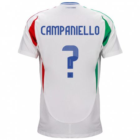 Kandiny Miesten Italia Thomas Campaniello #0 Valkoinen Vieraspaita 24-26 Lyhythihainen Paita T-Paita