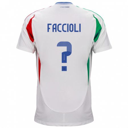 Kandiny Miesten Italia Pietro Faccioli #0 Valkoinen Vieraspaita 24-26 Lyhythihainen Paita T-Paita