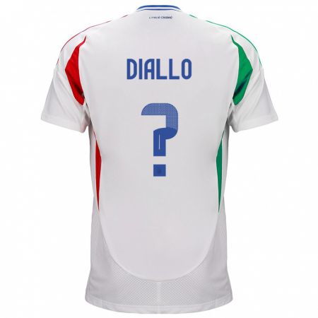 Kandiny Miesten Italia Djibril Diallo #0 Valkoinen Vieraspaita 24-26 Lyhythihainen Paita T-Paita
