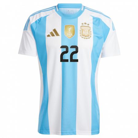 Kandiny Naisten Argentiina Lautaro Martinez #22 Valkoinen Sininen Kotipaita 24-26 Lyhythihainen Paita T-Paita