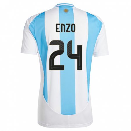 Kandiny Naisten Argentiina Enzo Fernandez #24 Valkoinen Sininen Kotipaita 24-26 Lyhythihainen Paita T-Paita