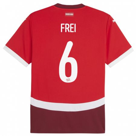 Kandiny Naisten Sveitsi Fabian Frei #6 Punainen Kotipaita 24-26 Lyhythihainen Paita T-Paita