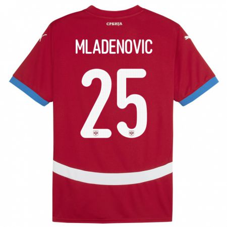 Kandiny Naisten Serbia Filip Mladenovic #25 Punainen Kotipaita 24-26 Lyhythihainen Paita T-Paita