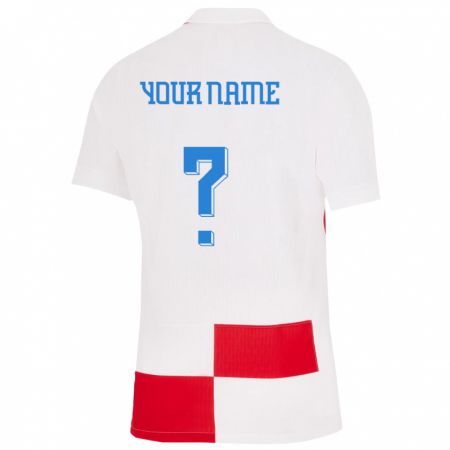 Kandiny Naisten Kroatia Nimesi #0 Valkoinen Punainen Kotipaita 24-26 Lyhythihainen Paita T-Paita